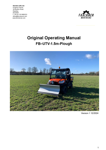 Instruction Manual - Spare Parts Lists SNOW PLOUGH...